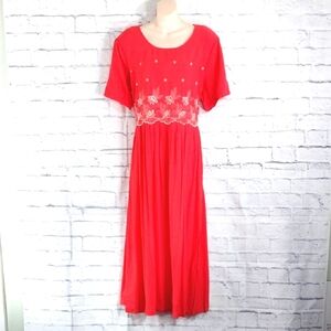 🔵BOGO FREE🔵 Studio C Maxi Dress Embroidered Short Sleeves Sz 20W